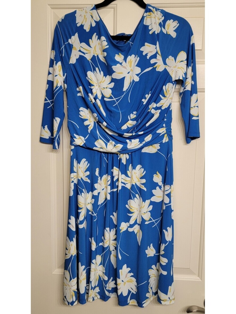 Tommy Hilfiger Dress Womens 10 Blue Floral Flare Knee Length Cottagecore Boho